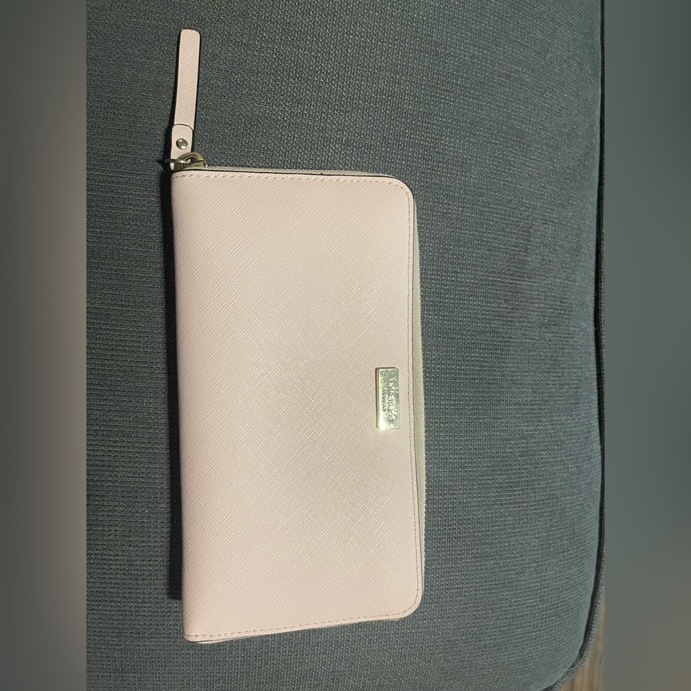 Baby pink kate spade zip around wallet